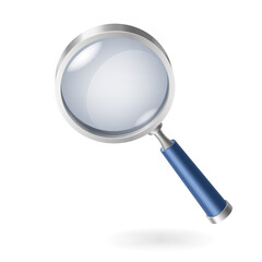 Realistic magnifying glass, magnifier or hand lens for optical magnification isolated