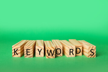 Blocks with word KEYWORDS on green background