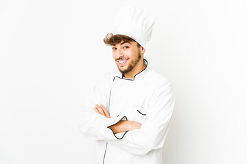Young arab cook man laughing and having fun.