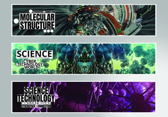 Set of technology banners, vector easy to editable