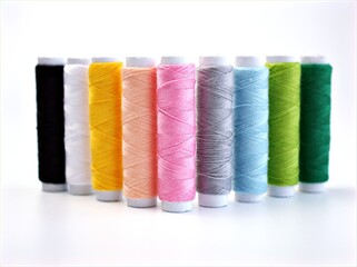 needle and thread ,Sewing spool of thread and scissors isolated on white background	