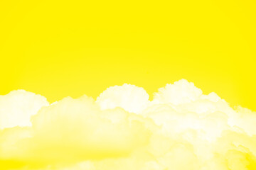Clouds on a yellow background. presentation of fashion colors 2021