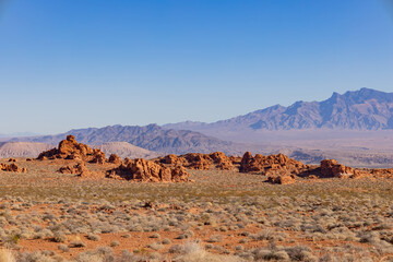 Sunny view of the Valley of Fire State Park
