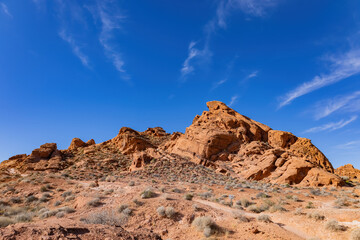 Fototapeta na wymiar Sunny view of the Valley of Fire State Park
