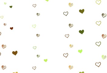 Light Green, Yellow vector texture with lovely hearts.