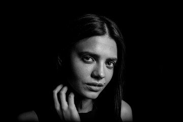 Black and white portrait of a young woman