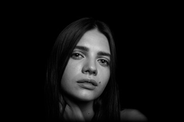 Black and white portrait of a young woman