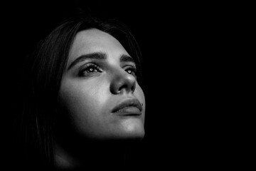 Black and white portrait of a young woman