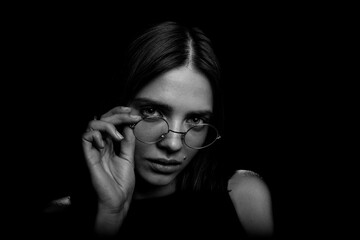 Black and white portrait of a young woman