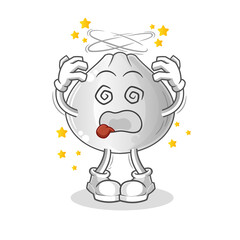 meat bun dizzy head mascot. cartoon vector