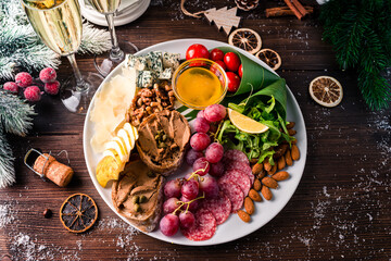 a plate of appetizers for Christmas dinner