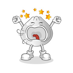 meat bun yawn character. cartoon mascot vector