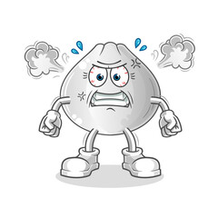 meat bun very angry mascot. cartoon vector
