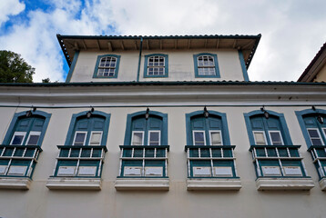 Colonial balconies on facade in Ouro Preto, Brazil