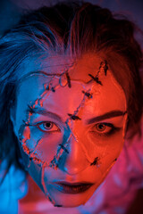 Portrait of a young girl. Makeup. Movie character