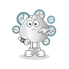 meat bun with wristwatch cartoon. cartoon mascot vector