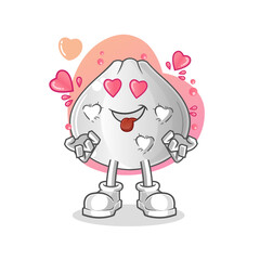 meat bun fallin love vector. cartoon character