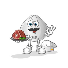 meat bun cheff  character. cartoon mascot vector