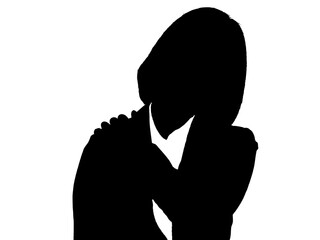 肩凝りの女性ビジネスマンシルエット