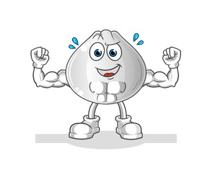 meat bun muscular cartoon. cartoon mascot vector