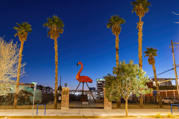 Flamingo art statue near Container Park