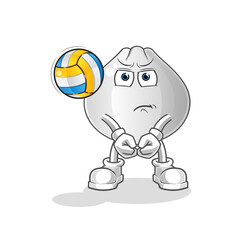 meat bun play volleyball mascot. cartoon vector