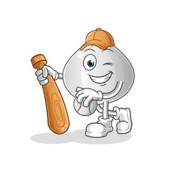 meat bun playing baseball mascot. cartoon vector