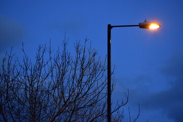 Street lamp in the evening, England