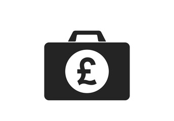 Business case icon with british pound sign. isolated vector finance and money symbol