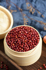 Red beans on the background of retro Chinese style