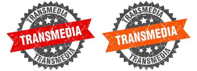 Obraz premium transmedia band sign. transmedia grunge stamp set