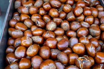 Chestnuts roasting, Thai street food, soft focus