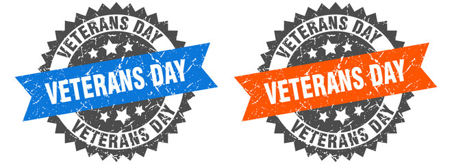 Obraz premium veterans day band sign. veterans day grunge stamp set