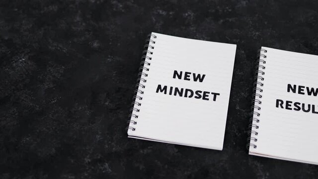 law of attraction, notepad with New Mindset New Results text