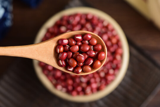 Red beans on the background of retro Chinese style