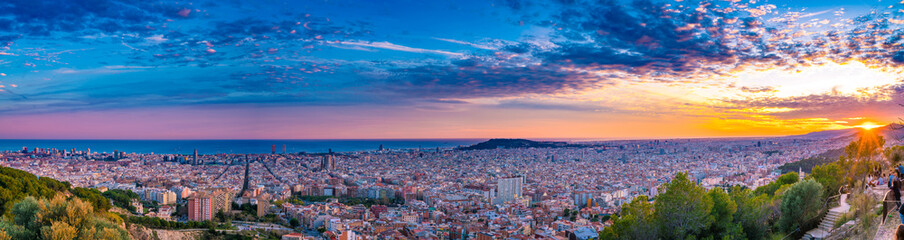 Fototapeta na wymiar Sunset panorama of Barcelona. Spain
