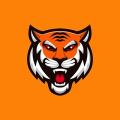 Tiger mascot gaming logo design vector with modern illustration concept style for badge, emblem and t shirt printing. Angry tiger illustration for sport and e-sport team