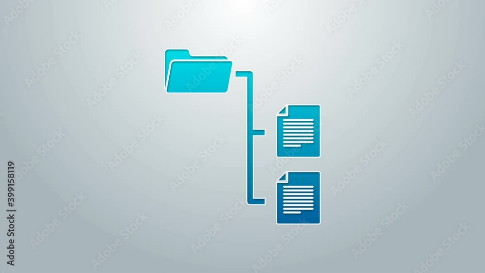 Canvas Prints blue line folder tree icon isolated on grey background. computer network file folder organization st