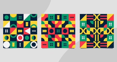 Set of Seamless geometric pattern with Neo Geo design