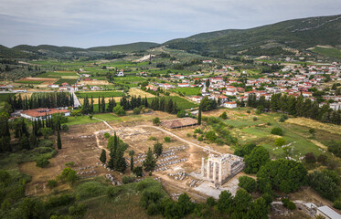Fototapeta na wymiar Archaelogical Choros Archea Nemea aerial view
