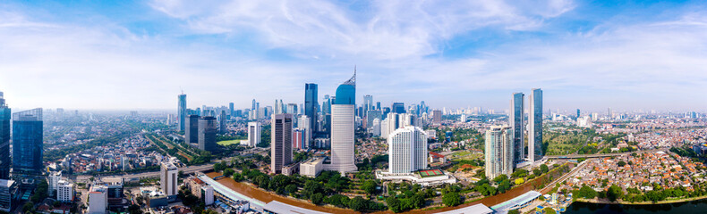 Fototapeta na wymiar Panoramic view of Jakarta downtown at morning