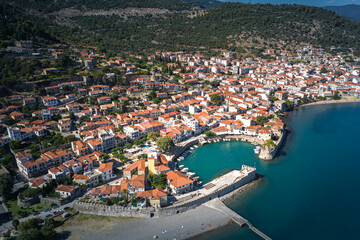 The old harbor of Nafpaktos, Greece aerial view