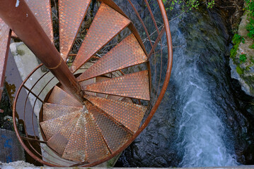 spiral staircase to the river