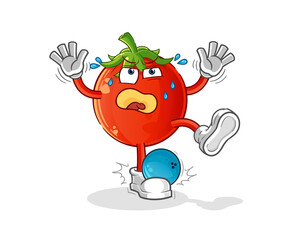 tomato hiten by bowling cartoon. cartoon mascot vector