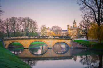 Old stone bridge at river Cam in Cambridge, England