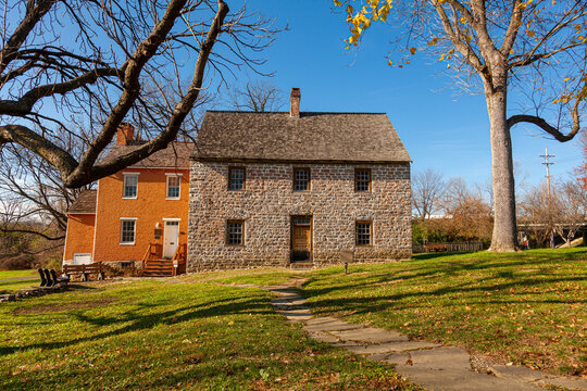 Built in 1758 in Frederick Maryland, Schifferstadt House (now serving as an Architectural museum) is the oldest building in the city and is among the examples of German-Georgian colonial architecture