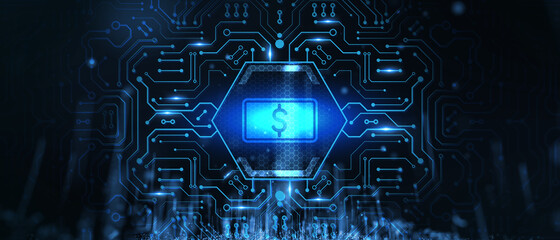 Business, technology, internet and networking concept. Dollar Currency Business.