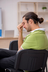 Young male student in business presentation concept