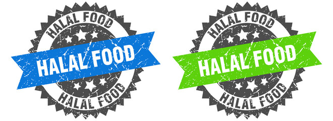 halal food band sign. halal food grunge stamp set