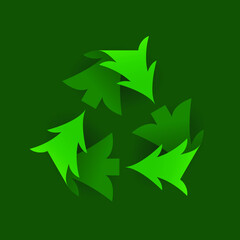 Simple Christmas tree recycling symbol in green 